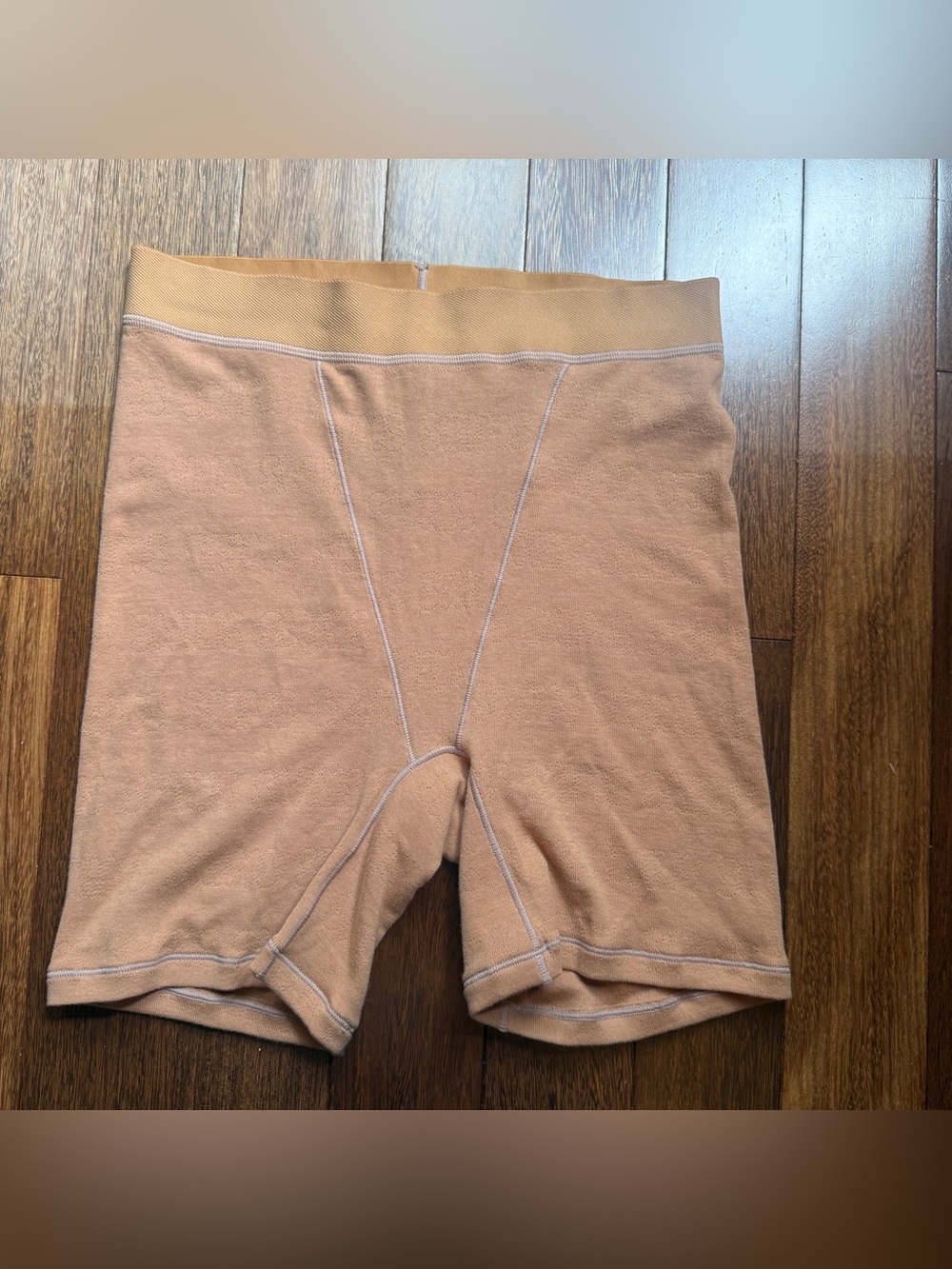 SKIMS Pointelle Seam-Detail Peachy Beige Boxer Shorts Size Medium NWT